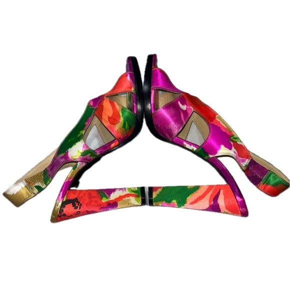 Balenciaga Paris Multicolor Satin Slingback OpenToe Sandals EU39.5 US9 - Picture 9 of 13